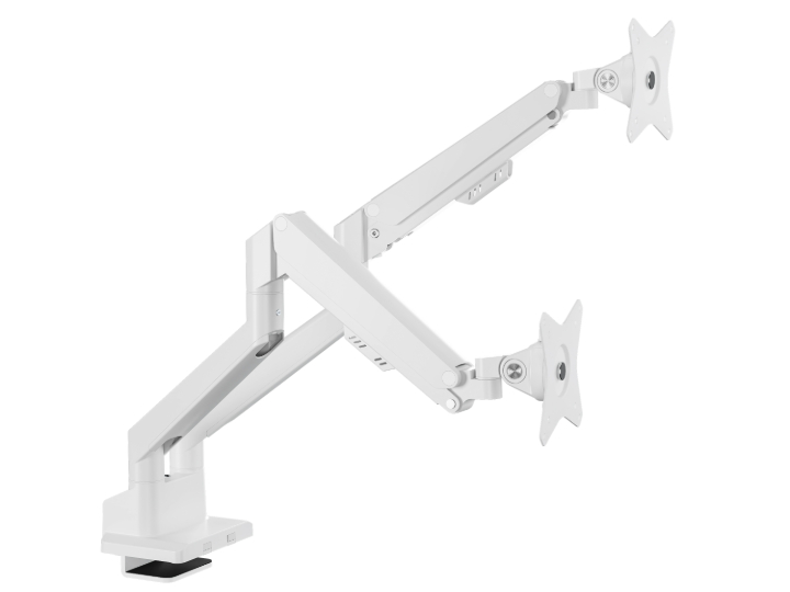 White Dual Monitor Arm